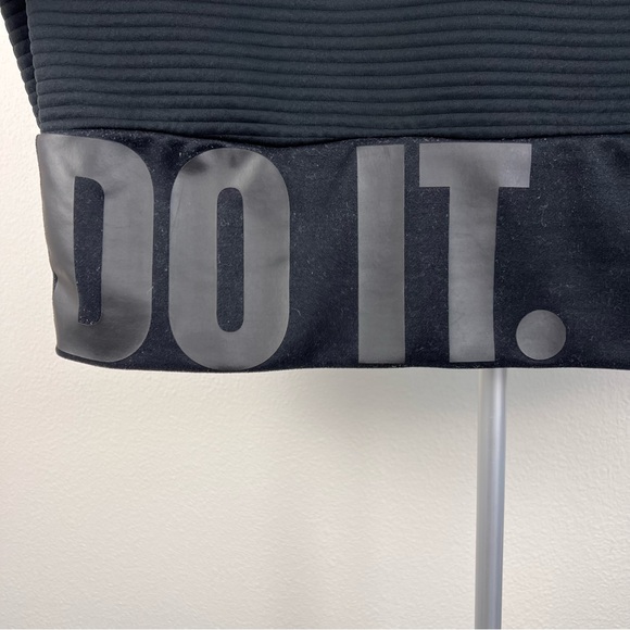 Nike Dri-FIT Ribbed Crewneck Sweatshirt Black Just Do It Logo Women’s S - Picture 4 of 9